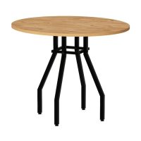 Σετ τραπεζαρία 5τμχ Roma - Iris Megapap χρώμα pine oak - γκρι Ø80x75εκ.