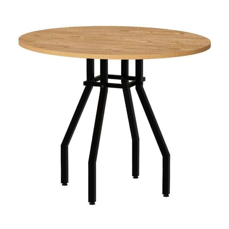 Σετ τραπεζαρία 5τμχ Roma - Iris Megapap χρώμα pine oak - ανοιχτό μπεζ Ø80x75εκ.