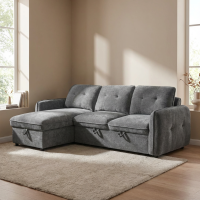 Marlon γωνιακός καναπές κρεβάτι με αποθηκευτικό χώρο 232x157x90εκ. Γκρι Σκούρο με αναστρέψιμη γωνία