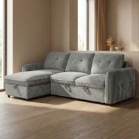 Marlon γωνιακός καναπές κρεβάτι με αποθηκευτικό χώρο 232x157x90εκ. Γκρι ανοιχτό με αναστρέψιμη γωνία