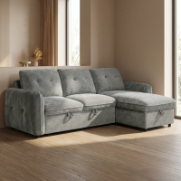 Marlon γωνιακός καναπές κρεβάτι με αποθηκευτικό χώρο 232x157x90εκ. Γκρι ανοιχτό με αναστρέψιμη γωνία