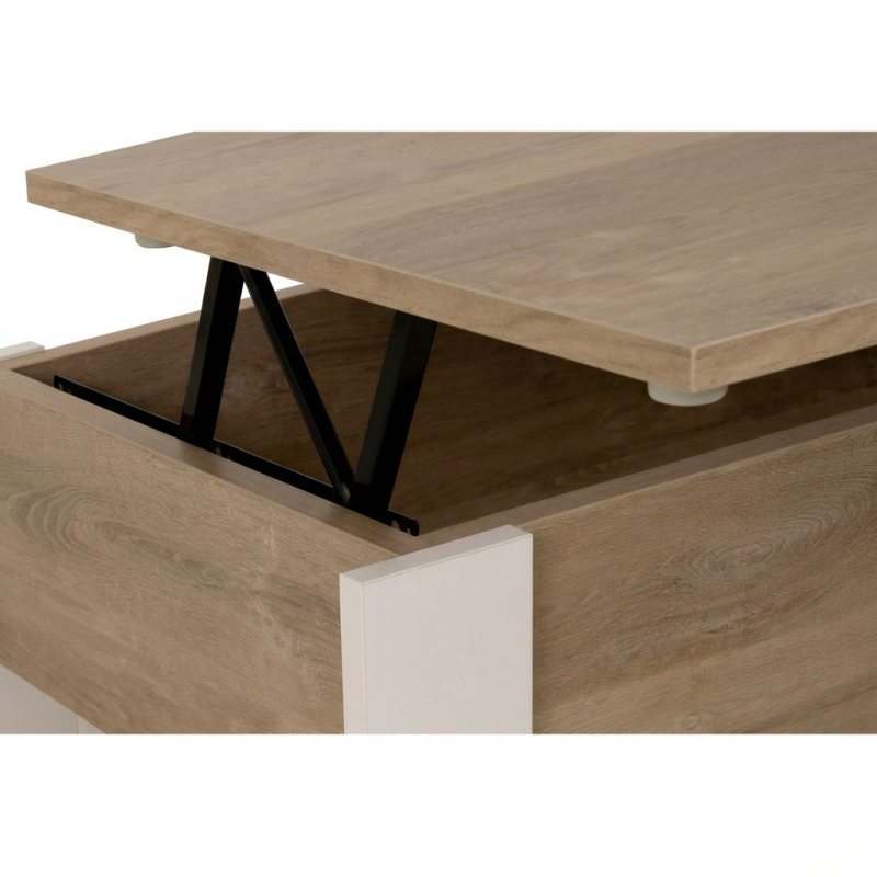 Denver τραπεζάκι σαλονιού με σερβιτόρο 90x52x40/52εκ. Blond Oak /  Λευκό