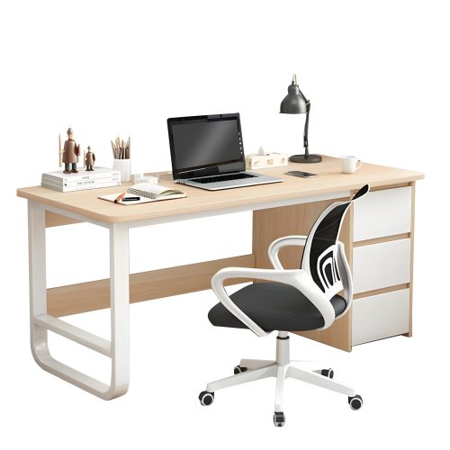 Γραφείο ArteLibre MERGELLUS Sonoma/Λευκό MDF/Μέταλλο 120x50x74cm