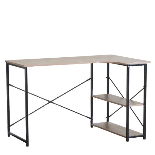 15340036 Γραφείο ArteLibre KELSTON Με Ράφια Δρυς/Μαύρο Μοριοσανίδα/Μέταλλο 120x73x75cm