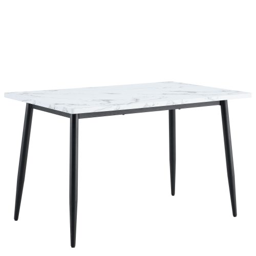 Τραπέζι Τραπεζαρίας ArteLibre IRWELL Λευκό Μάρμαρο/Μαύρο Μέταλλο/Μοριοσανίδα 120x80x75cm