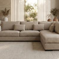 Brussels γωνιακός καναπές 303x228x86εκ. Μπεζ σκούρο ύφασμα Δεξιά γωνία