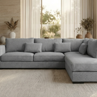 Brussels γωνιακός καναπές 303x228x86εκ. Γκρι ανοιχτό ύφασμα Δεξιά γωνία