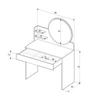 Τουαλέτα με καθρέπτη Dior Megapap χρώμα λευκό 90x45x138εκ.