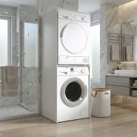 Έπιπλο πλυντηρίου - στεγνωτηρίου Evgenia Megapap χρώμα λευκό 70x60x180εκ.