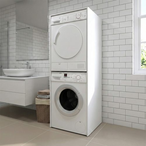 GP026-01211-1 Έπιπλο πλυντηρίου - στεγνωτηρίου Zakar Megapap χρώμα λευκό 70x60x180εκ.