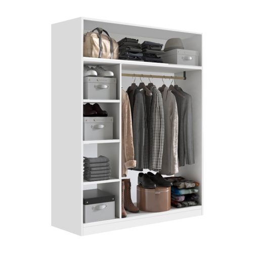 GP026-01451-1 Ντουλάπα ρούχων ανοιχτή - Έπιπλο εισόδου Sandra Megapap χρώμα λευκό 120x40x150εκ.