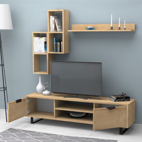 GP028-00364-1 Σύνθεση τηλεόρασης Lonsa Megapap χρώμα φυσικό οξιάς 160x35x40εκ.