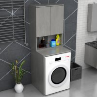 Έπιπλο πλυντηρίου Cozen Megapap χρώμα γκρι σκυροδέματος 65x60x178εκ.