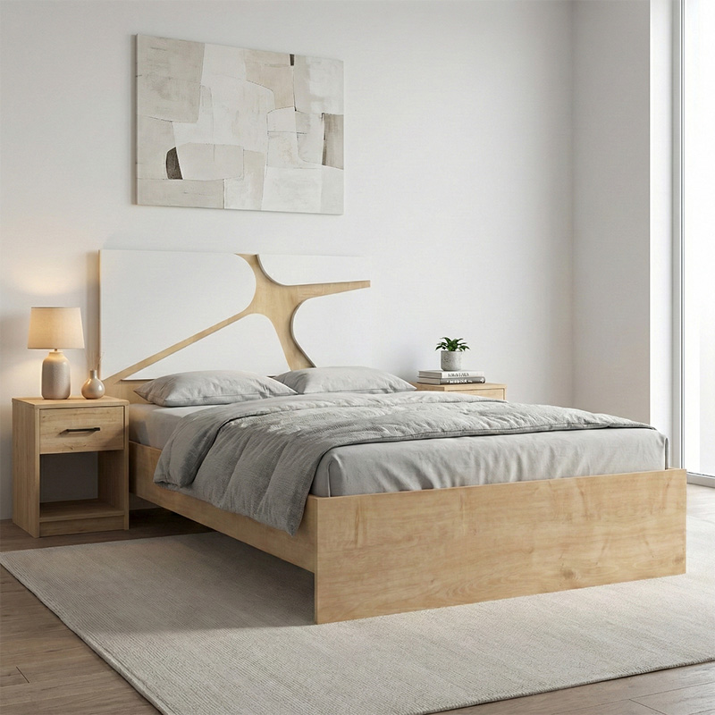 Κρεβάτι Bergamo Megapap χρώμα φυσικό οξιάς 120x200εκ.