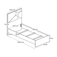 Κρεβάτι Bergamo Megapap χρώμα φυσικό οξιάς 120x200εκ.