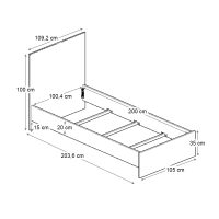 Κρεβάτι Troy Megapap χρώμα φυσικό οξιάς 100x200εκ.