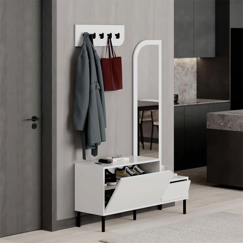 Έπιπλο εισόδου Mila Megapap με κρεμάστρα χρώμα λευκό 120x37x171,6εκ.