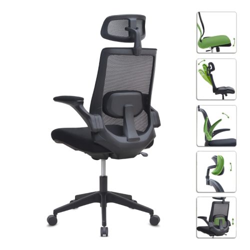 Καρέκλα γραφείου διευθυντική Belora Megapap με ύφασμα Mesh χρώμα μαύρο 63,5x62x117/127εκ.