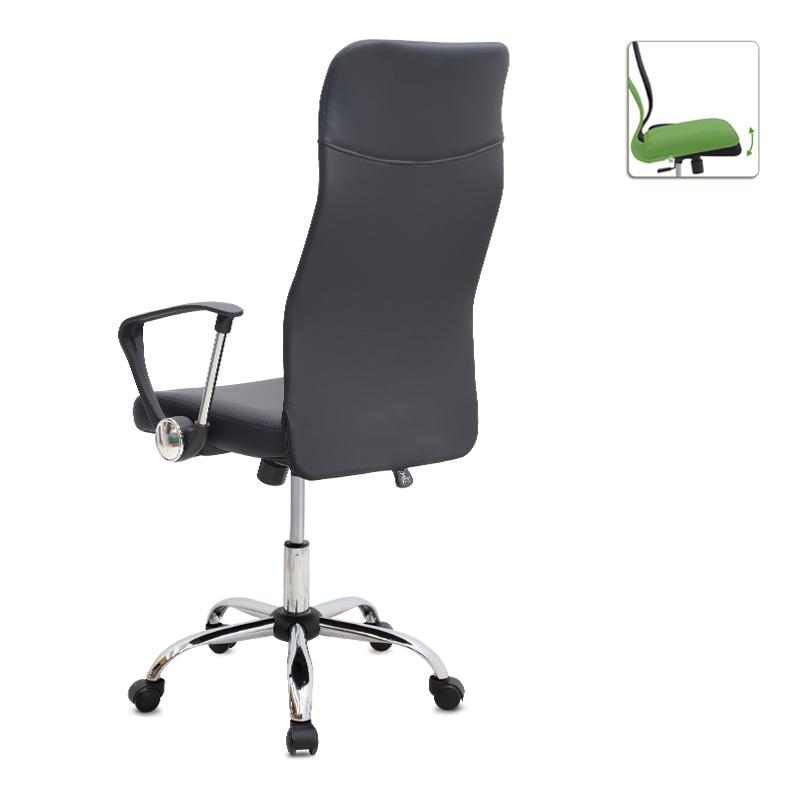 Καρέκλα γραφείου Novaro Megapap από τεχνόδερμα χρώμα μαύρο 61x68x111/121εκ.