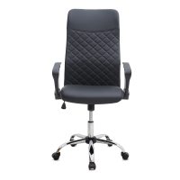 Καρέκλα γραφείου Novaro Megapap από τεχνόδερμα χρώμα μαύρο 61x68x111/121εκ.