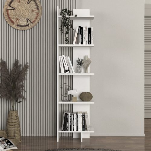 GP042-01031-1 Βιβλιοθήκη Perla Megapap χρώμα λευκό 48x22x170εκ.