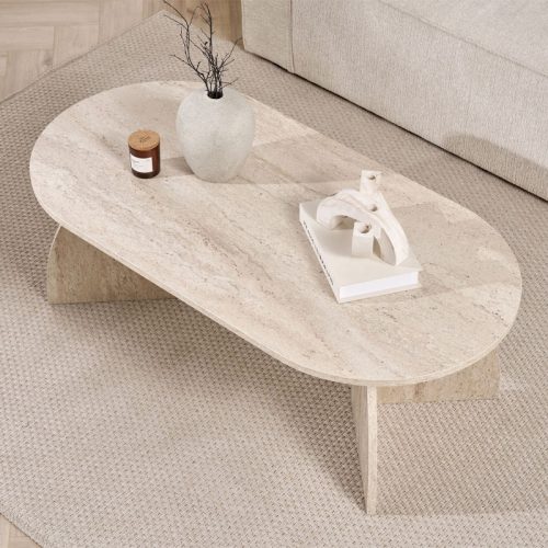 GP052-02422-1 Τραπεζάκι σαλονιού Melina Megapap χρώμα travertine 120x60x40εκ.