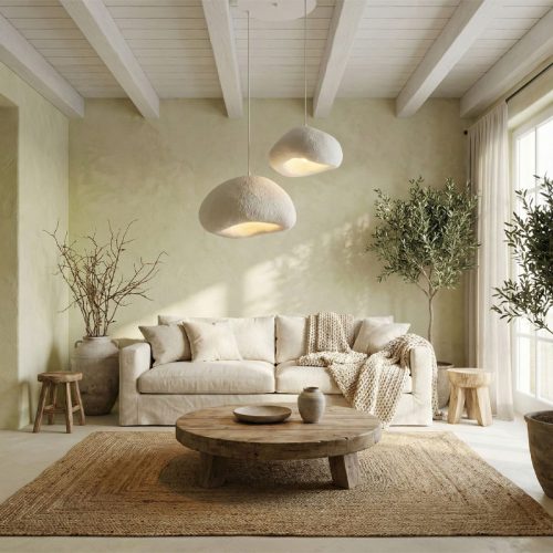 Φωτιστικό οροφής Loval Megapap E27 fiberglass δίφωτο χρώμα λευκό Ø70x115εκ.