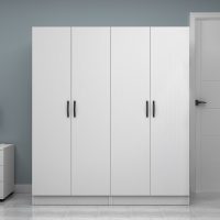 Ντουλάπα ρούχων Vivian Megapap τετράφυλλη χρώμα λευκό 160x51,8x181εκ.