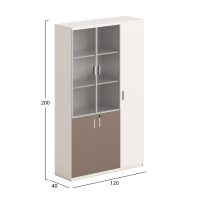 ΒΙΒΛΙΟΘΗΚΗ/ΝΤΟΥΛΑΠΙ NEWLINE HM18280 ΜΕΛΑΜΙΝΗ ΛΕΥΚΗ-ΑΝΟΙΧΤΟ ΚΑΦΕ--ΓΥΑΛΙ 120x40x200Υεκ