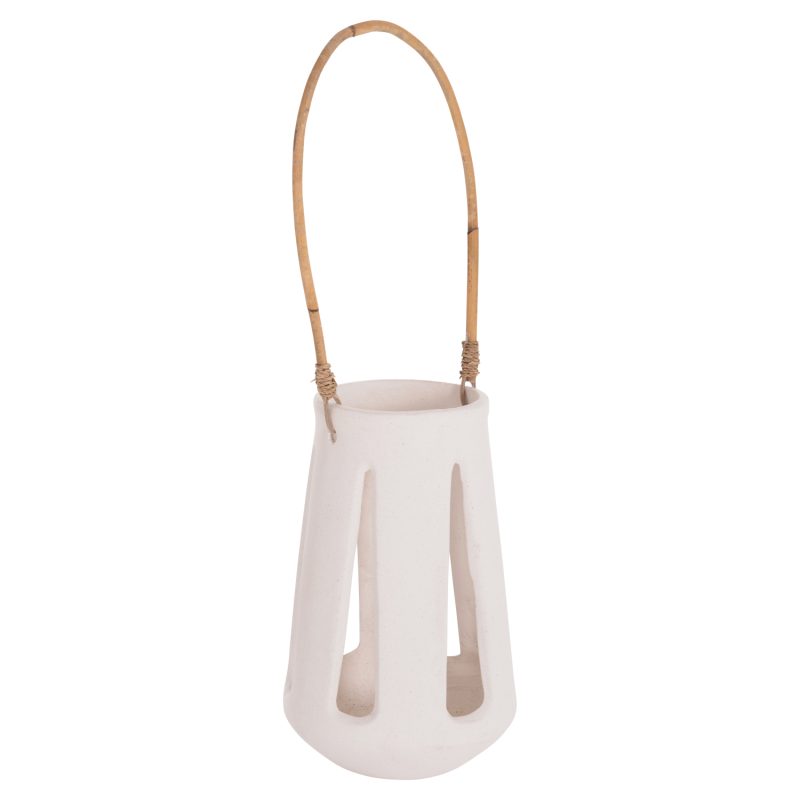 ΕΠΙΤΡΑΠΕΖΙΟ ΦΑΝΑΡΙ ERANTYL HM4696.02L ΛΕΥΚΟ FIBER CEMENT & ΧΕΡΟΥΛΙ RATTAN Φ17x27Yεκ.