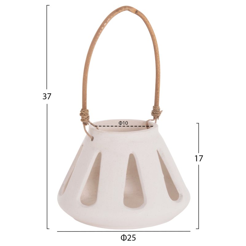 ΕΠΙΤΡΑΠΕΖΙΟ ΦΑΝΑΡΙ ERANTYL HM4696.02S ΛΕΥΚΟ FIBER CEMENT & ΧΕΡΟΥΛΙ RATTAN Φ25x17Yεκ.