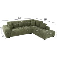 ΚΑΝΑΠΕΣ ΓΩΝΙΑ (ΔΕΞΙΑ) COVEN HM3266.14R ΠΡΑΣΙΝΟ ΥΦΑΣΜΑ 298x102-208x85Υεκ.