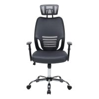 ΚΑΡΕΚΛΑ ΓΡΑΦΕΙΟΥ BRIEF HM1206.02 ΓΚΡΙ MESH--ΒΑΣΗ ΧΡΩΜΙΟΥ 63x64x122Υεκ.