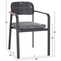 ΠΟΛΥΘΡΟΝΑ ΤΡΑΠΕΖΑΡΙΑΣ ELARA HM6414.01 ΓΚΡΙ ΑΛΟΥΜΙΝΙΟ-OLEFIN--ΞΥΛΟ TEAK 56x62x78Υεκ.