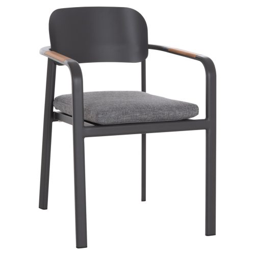 polythrona-trapezarias-fb9641401-gkri-al ΠΟΛΥΘΡΟΝΑ ΤΡΑΠΕΖΑΡΙΑΣ ELARA HM6414.01 ΓΚΡΙ ΑΛΟΥΜΙΝΙΟ-OLEFIN--ΞΥΛΟ TEAK 56x62x78Υεκ.