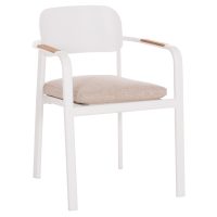 polythrona-trapezarias-fb9641402-leyko-a ΠΟΛΥΘΡΟΝΑ ΤΡΑΠΕΖΑΡΙΑΣ ELARA HM6414.02 ΛΕΥΚΟ ΑΛΟΥΜΙΝΙΟ-ΜΠΕΖ OLEFIN--TEAK 56x62x78Υεκ