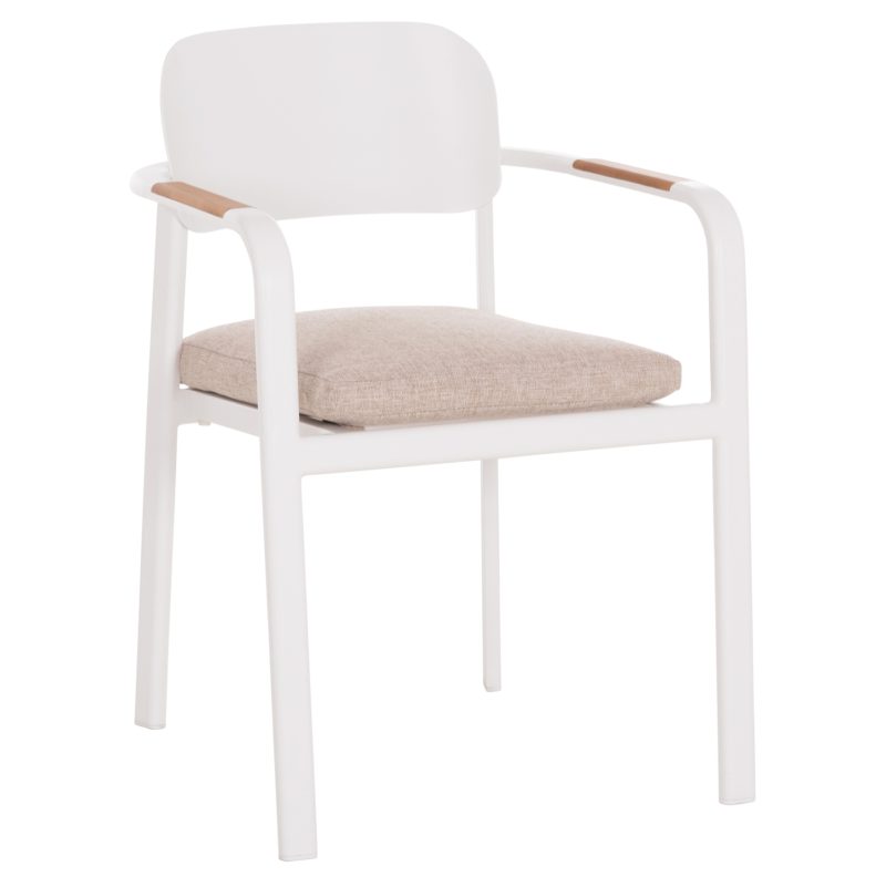 polythrona-trapezarias-fb9641402-leyko-a ΠΟΛΥΘΡΟΝΑ ΤΡΑΠΕΖΑΡΙΑΣ ELARA HM6414.02 ΛΕΥΚΟ ΑΛΟΥΜΙΝΙΟ-ΜΠΕΖ OLEFIN--TEAK 56x62x78Υεκ