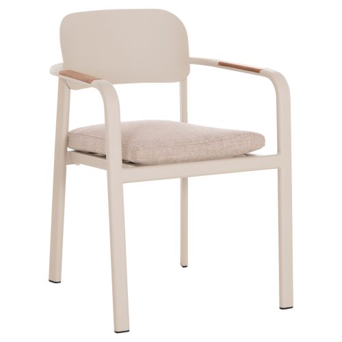 polythrona-trapezarias-fb9641405-mpez-al ΠΟΛΥΘΡΟΝΑ ΤΡΑΠΕΖΑΡΙΑΣ ELARA HM6414.05 ΜΠΕΖ ΑΛΟΥΜΙΝΙΟ-OLEFIN--ΞΥΛΟ TEAK 56x62x78Υεκ.