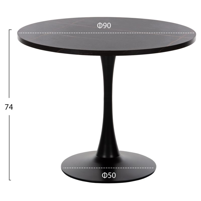 ΣΕΤ ΤΡΑΠΕΖΑΡΙΑΣ 3ΤΜΧ ROLLO HM21389 ΣΤΡΟΓΓΥΛΟ ΤΡΑΠΕΖΙ--2 ΚΑΡΕΚΛΕΣ ΣΕ ΜΑΥΡΟ