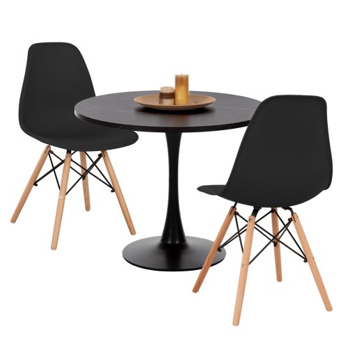 set-trapezarias-3tmch-fb921389-stroggylo ΣΕΤ ΤΡΑΠΕΖΑΡΙΑΣ 3ΤΜΧ ROLLO HM21389 ΣΤΡΟΓΓΥΛΟ ΤΡΑΠΕΖΙ--2 ΚΑΡΕΚΛΕΣ ΣΕ ΜΑΥΡΟ