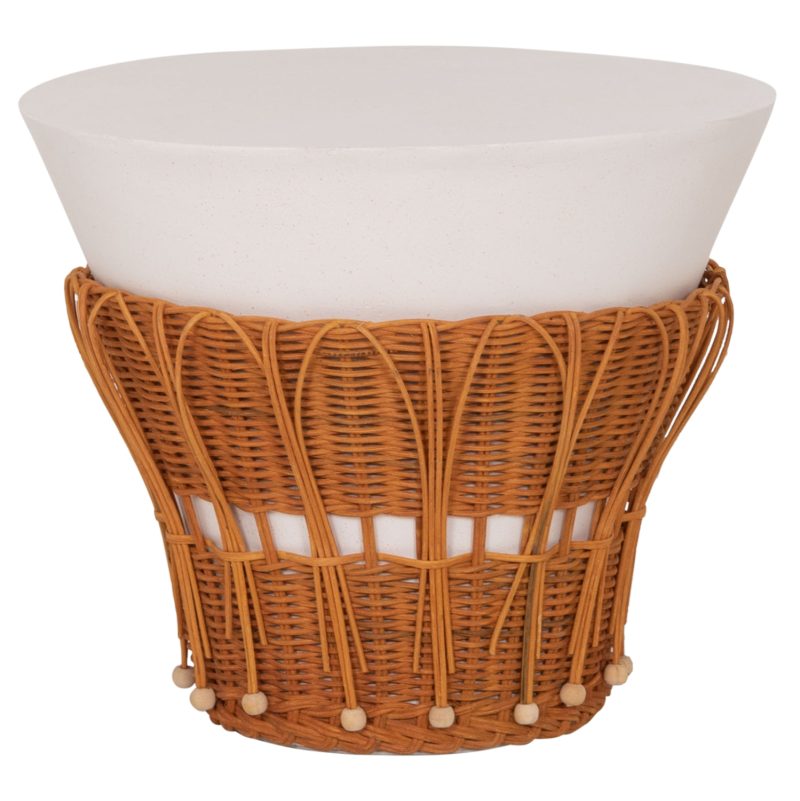 ΤΡΑΠΕΖΙ ΒΟΗΘΗΤΙΚΟ PERRAL HM18164.02S FIBER CEMENT ΛΕΥΚΟ-ΦΥΣΙΚΟ RATTAN--Φ42x36Υεκ