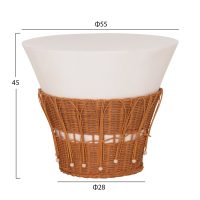 ΤΡΑΠΕΖΙ ΣΑΛΟΝΙΟΥ PERRAL HM18164.02L FIBER CEMENT ΛΕΥΚΟ-ΦΥΣΙΚΟ RATTAN--Φ55x45Υεκ