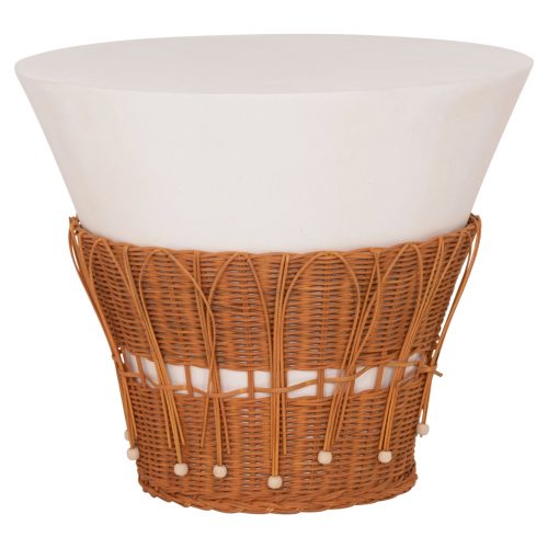 ΤΡΑΠΕΖΙ ΣΑΛΟΝΙΟΥ PERRAL HM18164.02L FIBER CEMENT ΛΕΥΚΟ-ΦΥΣΙΚΟ RATTAN--Φ55x45Υεκ