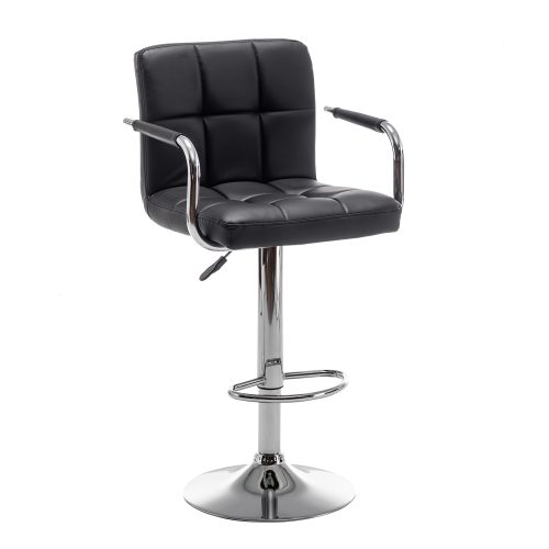 Σκαμπό Bar ArteLibre RANCOR Με Πλάτη Πτυσσόμενο Μαύρο PVC/Μέταλλο 51x50x83-105cm