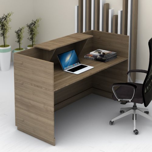 Γραφείο υποδοχής - reception Lemmon Megapap χρώμα καρυδί 160x70x110εκ.